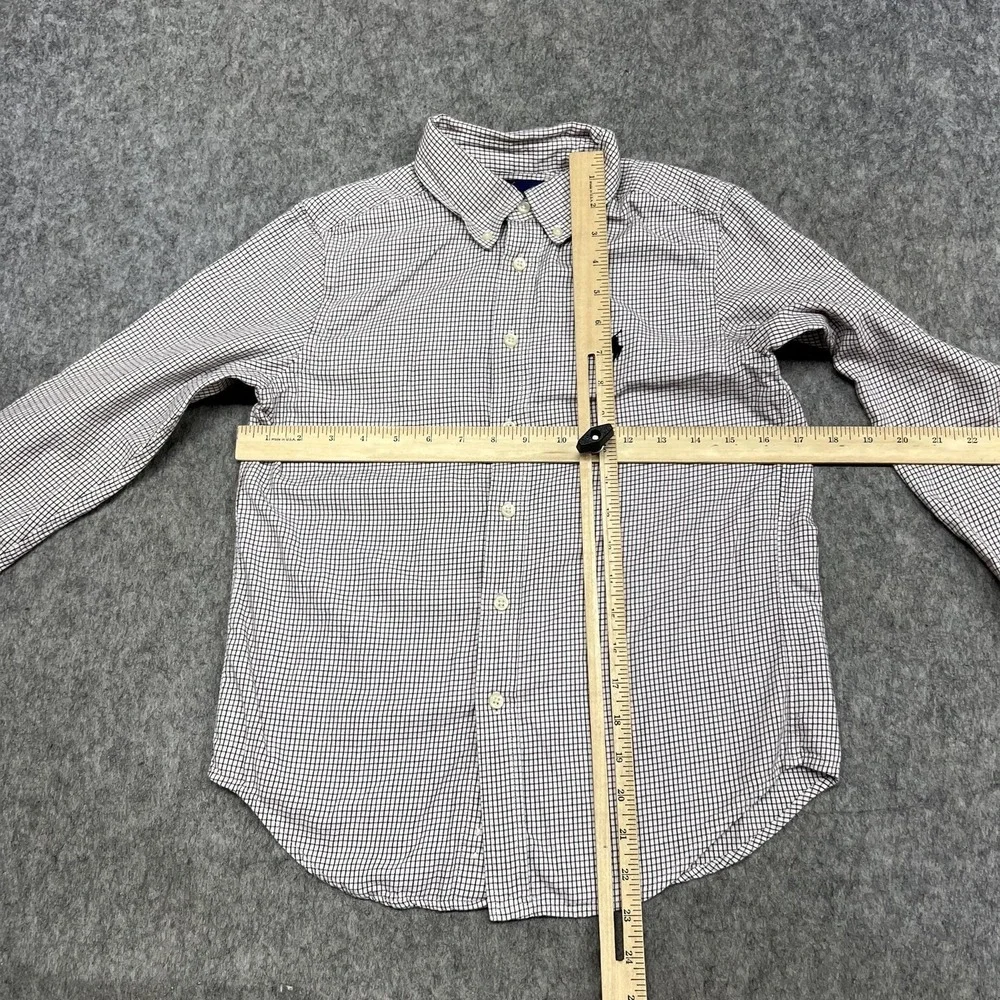 Ralph Lauren Shirt Boys M 10-12 Blue White Check Long Sleeve Button Down Pony